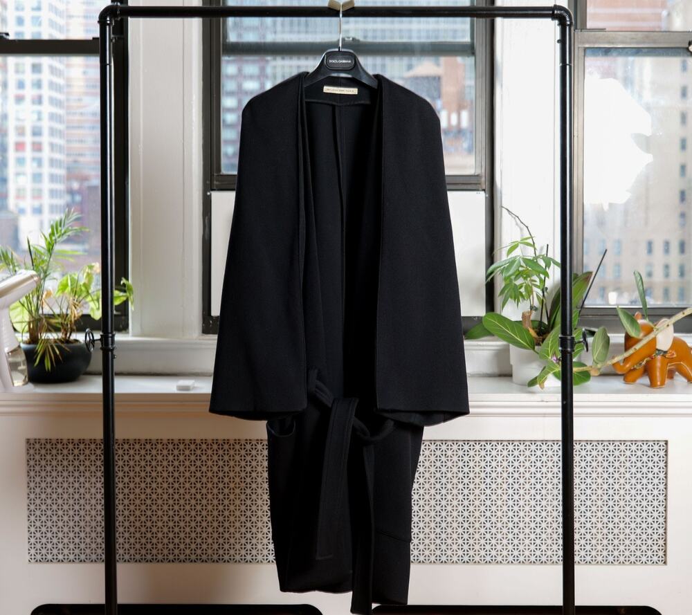 Balenciaga 2012 Ghesquiere Black Wool Belted Wrap Cape Coat (FR 40 / US 8)